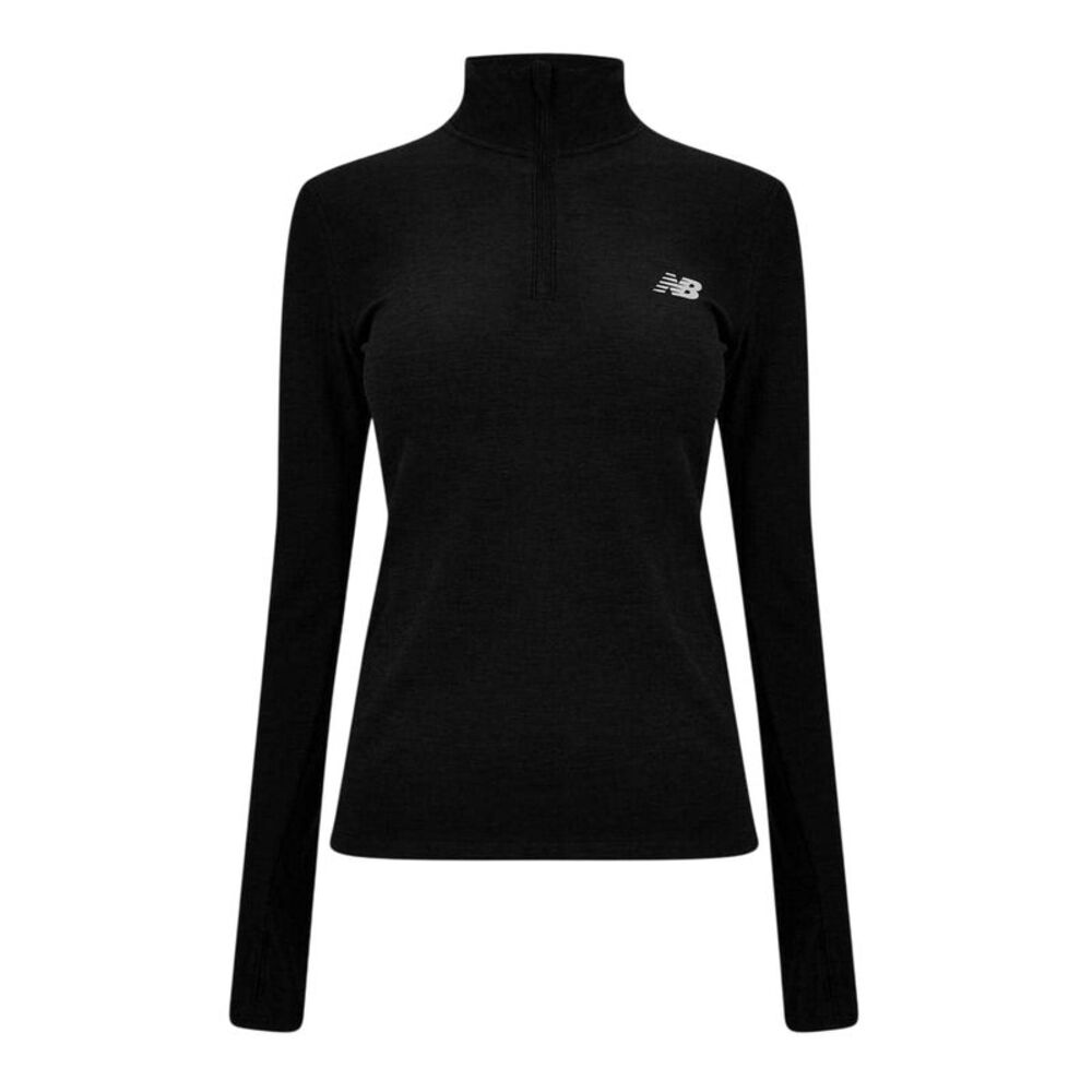New Balance Womens/Ladies Space Dye Quarter Zip Running Track Top / Black